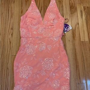 Pink Floral Sequin Dress